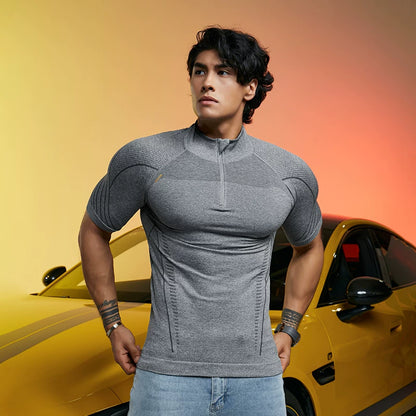 Vest Up Ultra Muscle Fit Quarter-Zip Performance T-Shirt