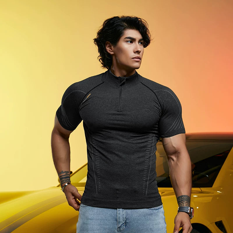 Vest Up Ultra Muscle Fit Quarter-Zip Performance T-Shirt