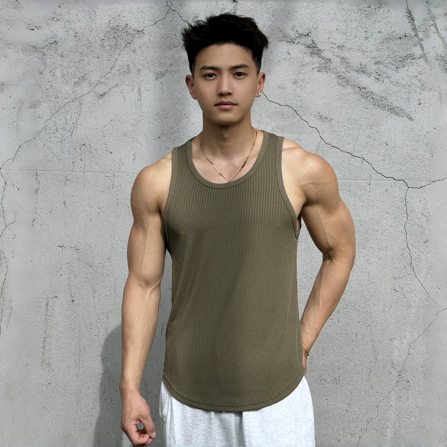 Vest Up Men's American Style Heavyweight Ribbed Muscle Tank