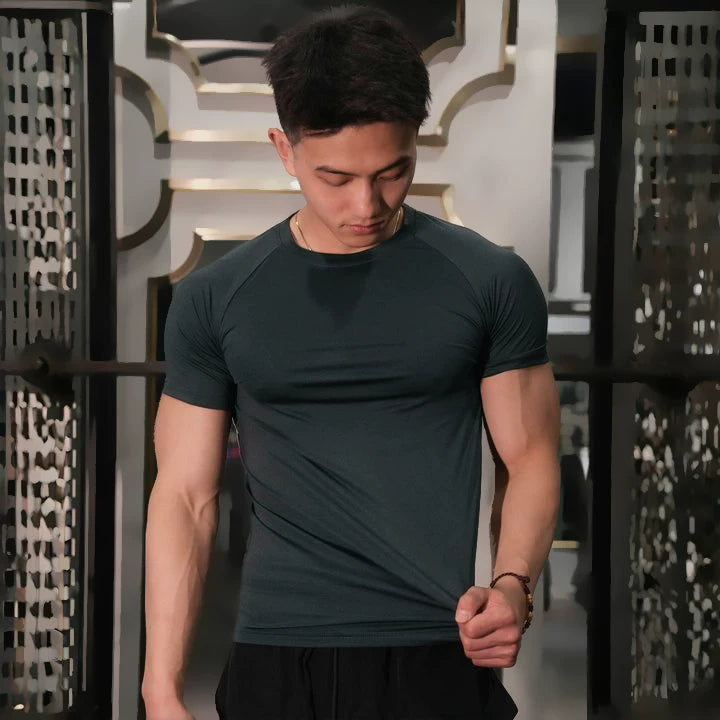 Vest Up Men's American Raglan Muscle Fit Training Tee - Quick-Dry