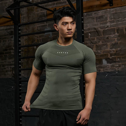 Light Gray Men's Slim Fit Seamless Gym T-Shirt