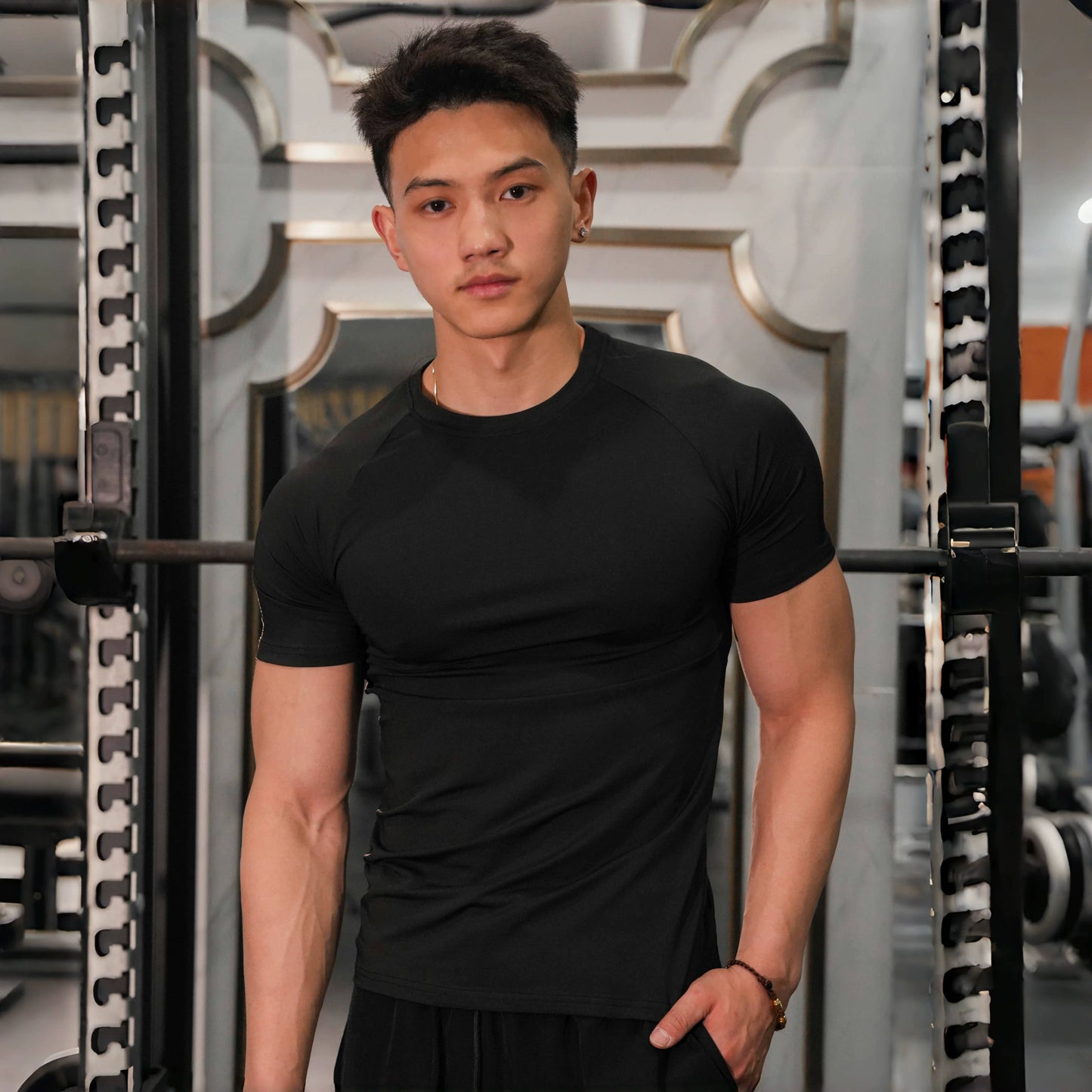 Vest Up Men's American Raglan Muscle Fit Training Tee - Quick-Dry
