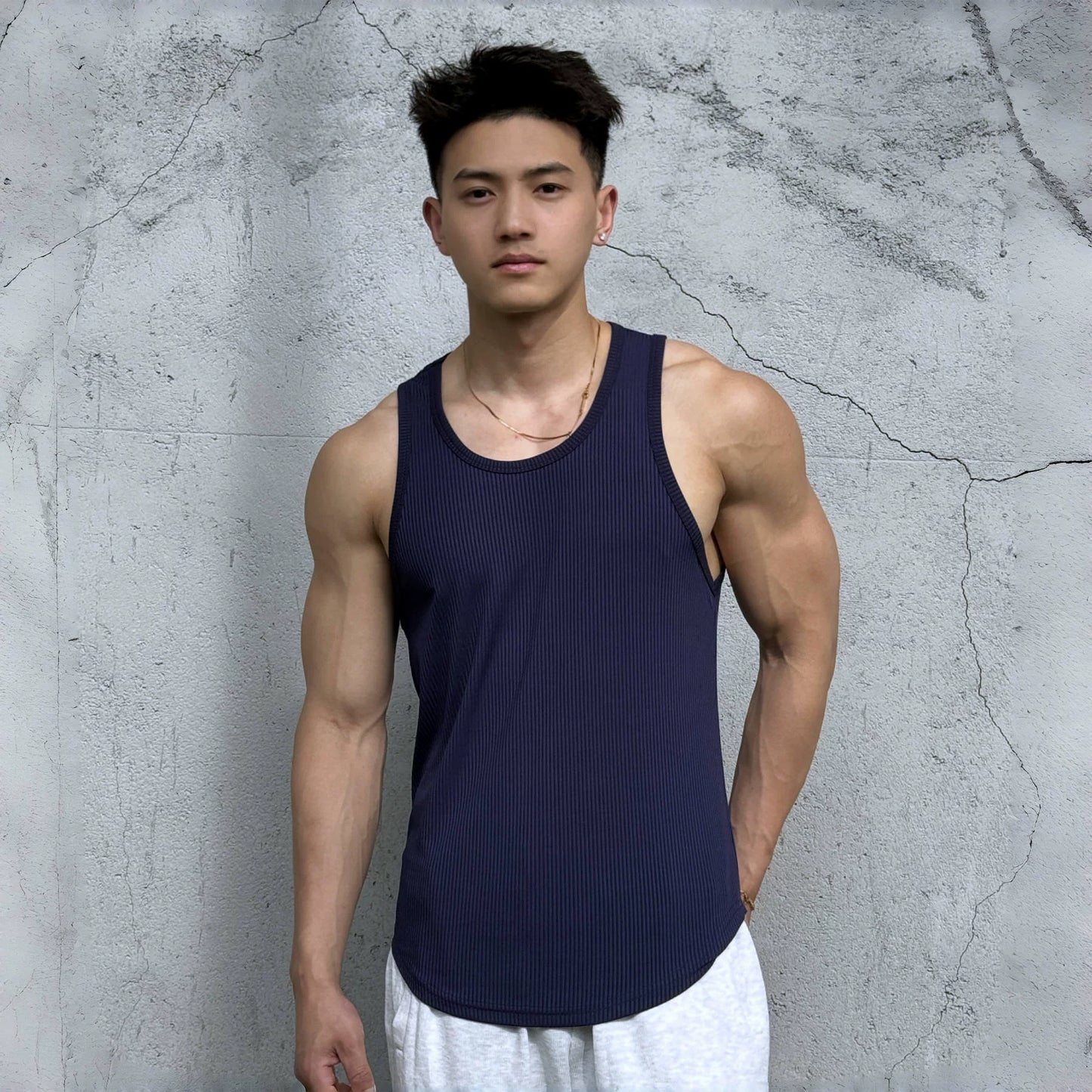 Vest Up Men's American Style Heavyweight Ribbed Muscle Tank