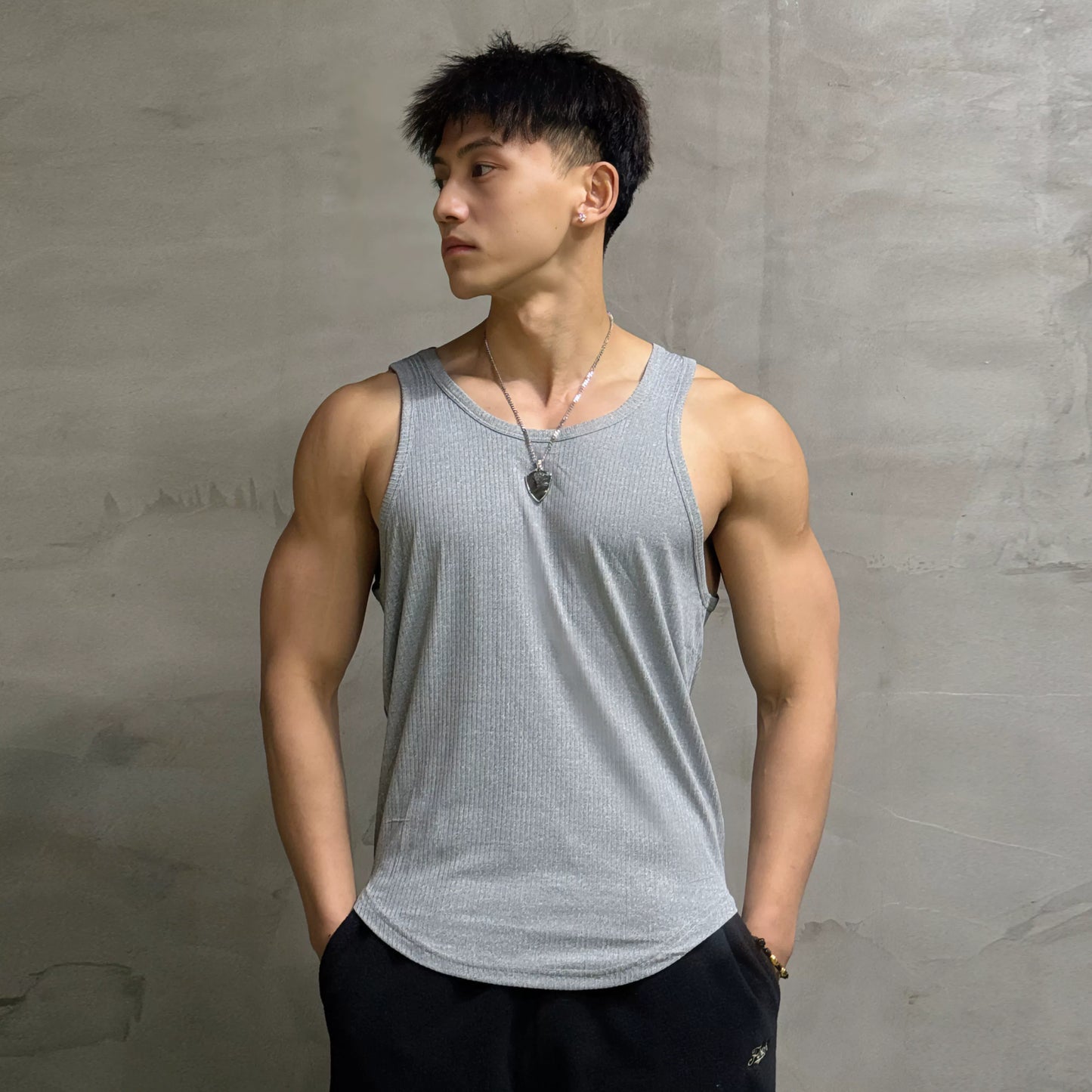 Vest Up Men's American Style Heavyweight Ribbed Muscle Tank