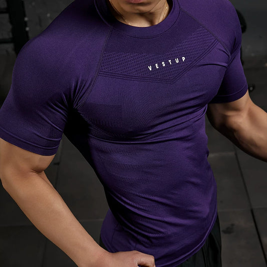 Black Men's Slim Fit Seamless Gym T-Shirt