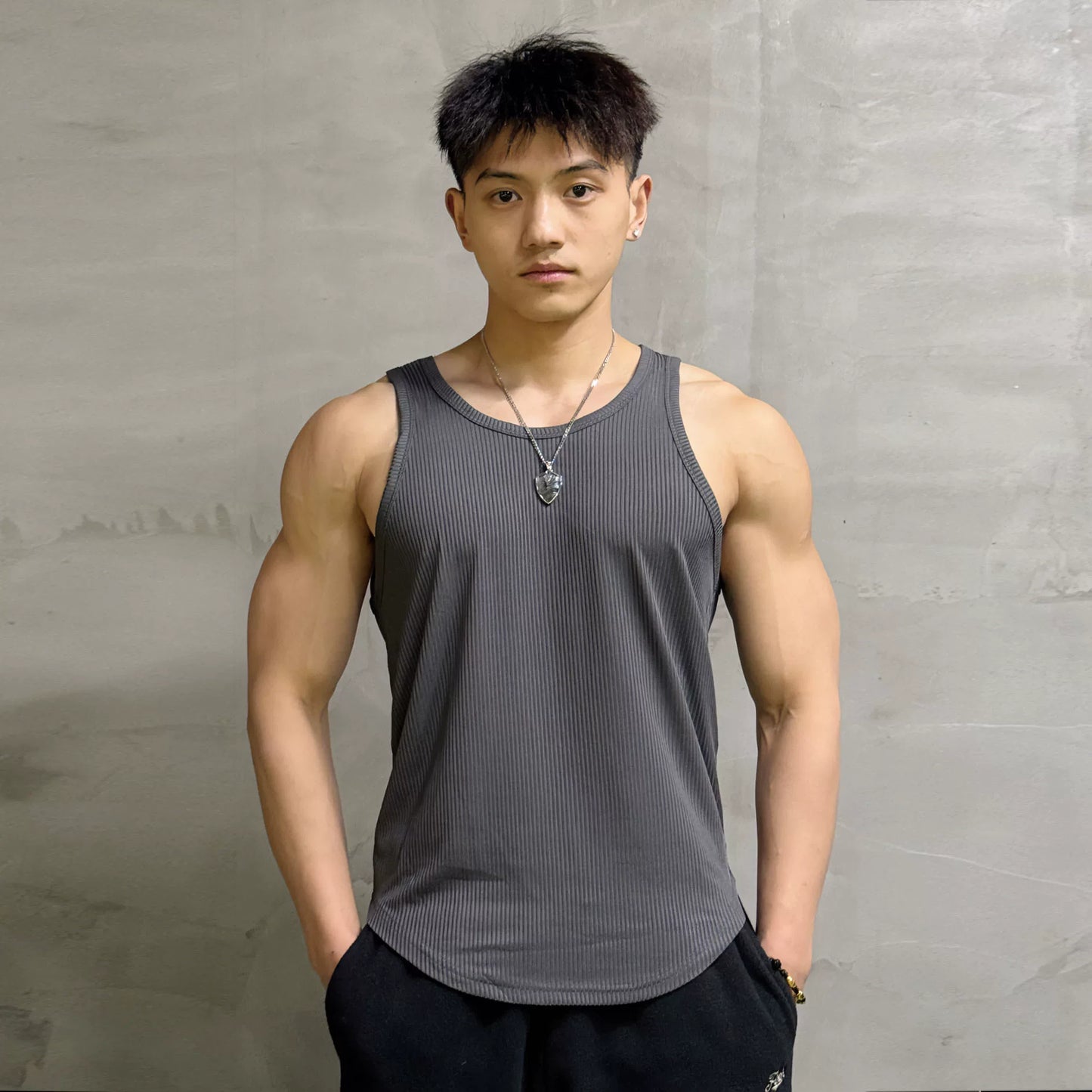 Vest Up Men's American Style Heavyweight Ribbed Muscle Tank