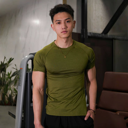 Vest Up Men's American Raglan Muscle Fit Training Tee - Quick-Dry